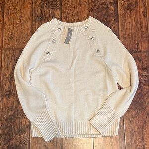 J. Crew Cream Sweater with Button Accents